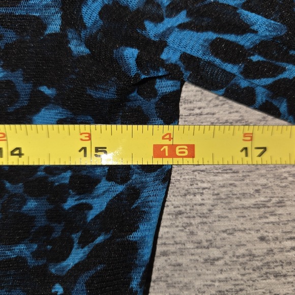 INC International Concepts Blouse Womens Large Teal Animal Print 3/4 Sleeve Top - Picture 4 of 6